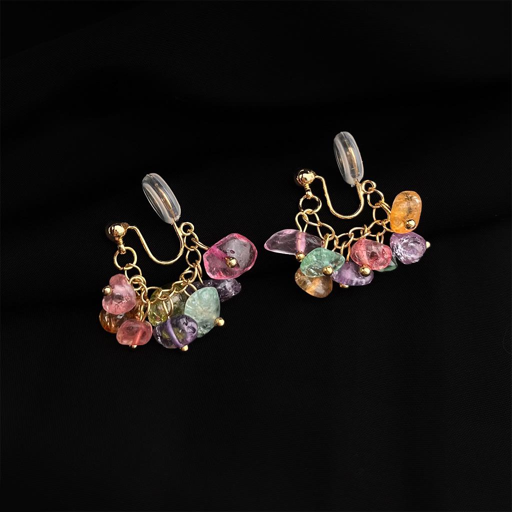 18K Gold Plated Clip-on Enamel Flower Earrings - Non-Pierced, High Color Retention