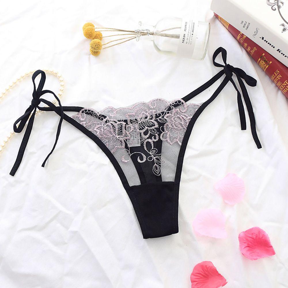 Sexy Women Lingerie Transparent Embroidery Low Waist Panties Brief Panty Underwear