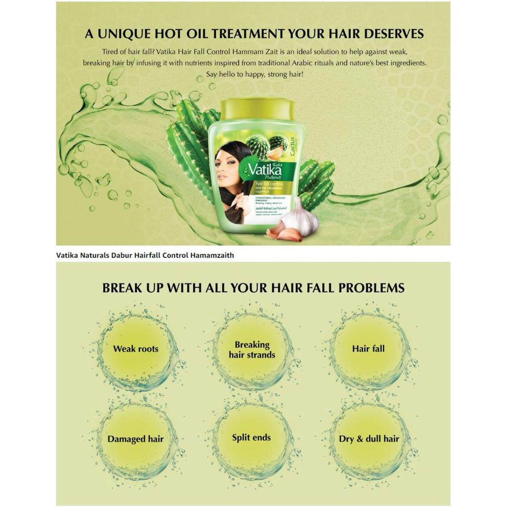 Masque capillaire multivitaminé à l'huile chaude Vatika Wild Cactus - Antichute (Kaktus-Haarkur gegen schwaches & brechendes Haar) 500g