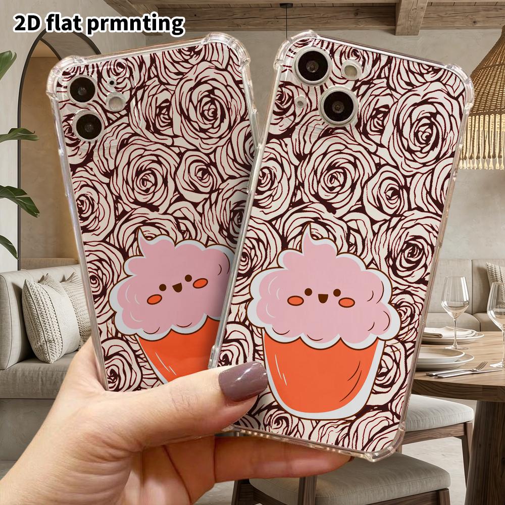 Phone Case: 2D Flat, Suitable for iPhone 18 17 16 15 14 13 Pro, Transparent Four Corner Protection Case, Paper Cup Cupcakes, Christmas and Halloween G