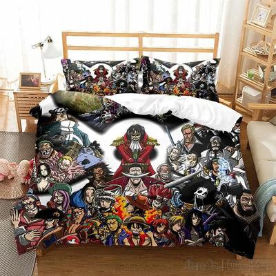 Set Biancheria da Letto Anime O-One Piece Giapponese Luffy Bambino Neonato Copripiumino Set Biancheria da Letto Matrimoniale Singolo King Bambini Adulti Regalo