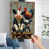 Farm Animal Metal Wall Art 2D Flat Tin Wall Plaque Decor, 8x12 Inch Cartoon Painting for Living Room Bedroom, Outdoor Indoor Hom