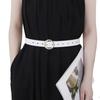 Imitation Leather Women Belt Faux Pearls Pin Buckle Adjustable Holes Design Waistband Versatile Fashion Accessory