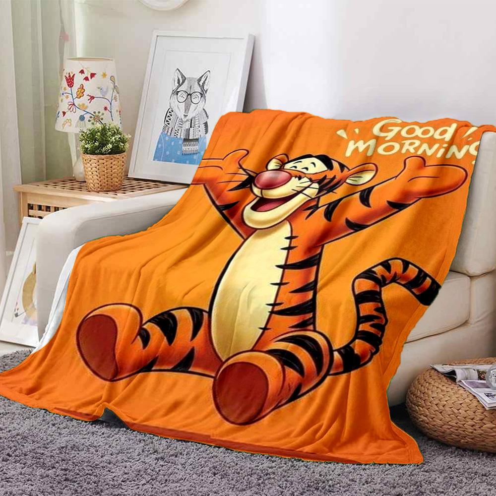 Good Tigger Flannel Blanket Super Soft Warm Cozy Blanket For Sofa Bed Office Travel Allseason Home Decor Gift