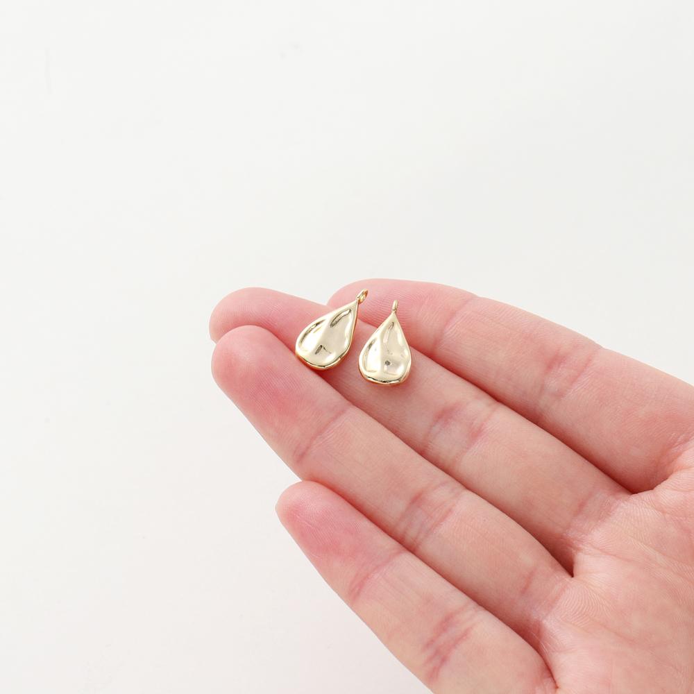 4pcs/lot 18K Gold Color Plated Wave Pattern Drop Shape Pendants Charms Leaves Necklace Pendant For DIY Jewelry Making  Supplies