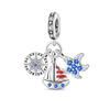 Copper Metal Blue series moon Plane Space series Glass Bead Components Clip Charm Bead Component Compatible With 4MM hole diamete Bracelet High