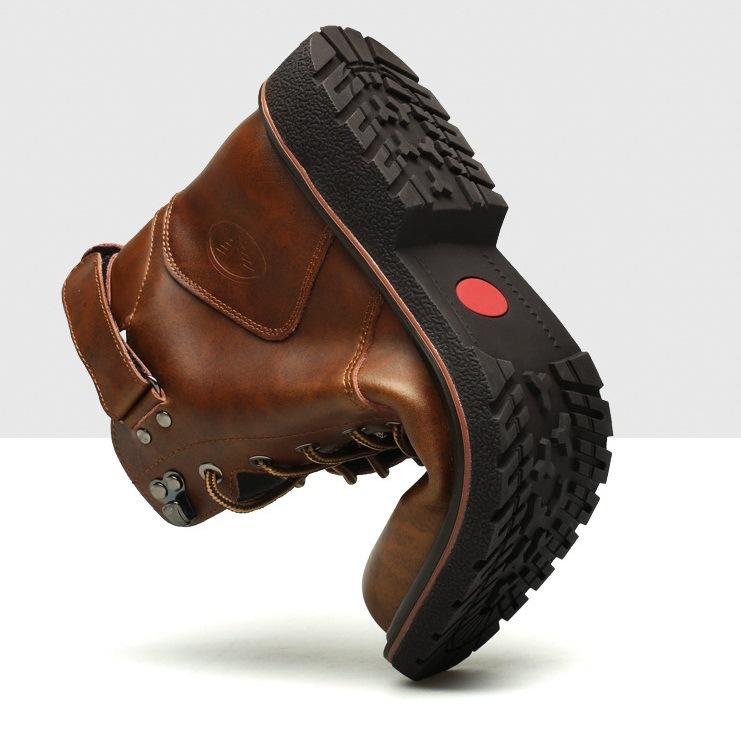 New winter men's warm abkle motorcycle boots leather boots fashionable men's cotton warm boots chaussure chic homme D75