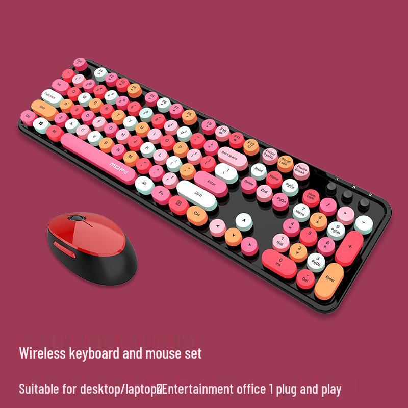 MOFII Motehand 2.4G Wireless Keyboard & Mouse Set - SWEET Colorful Lipstick Design