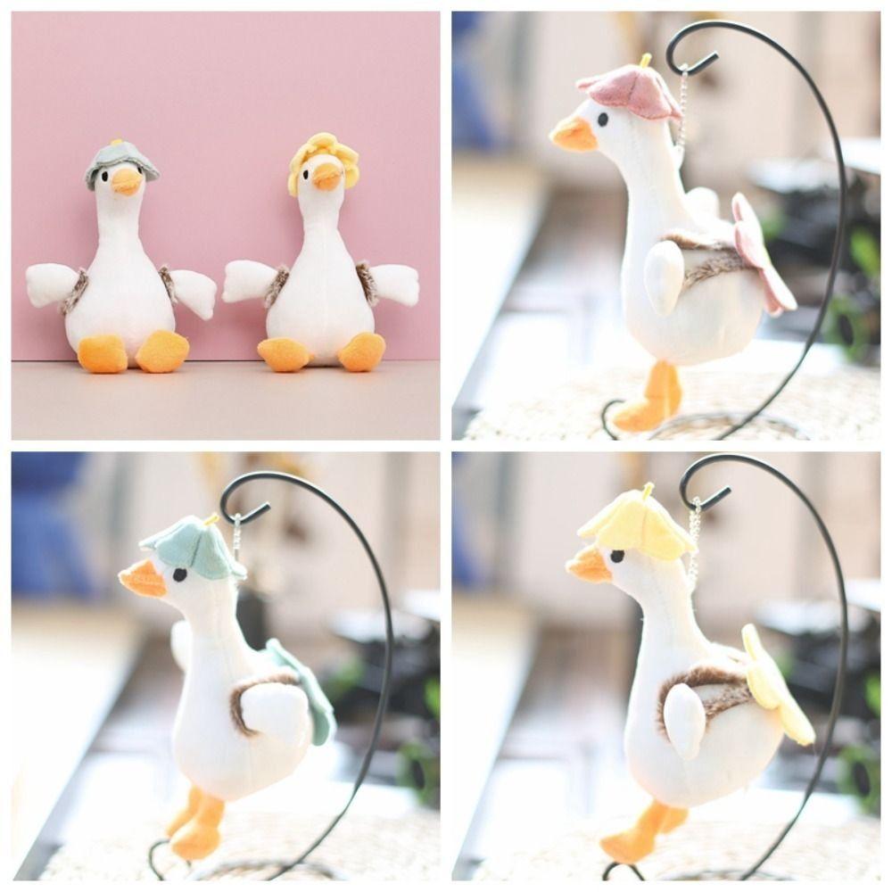 Cartoon Plush Goose Keychain Soft Big White Goose Charm Big White Goose Key Chain  Backpack Decor