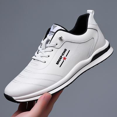 Men's Sports and Leisure Leather Shoes, Men's Soft Leather Versatile Trendy Board Shoes