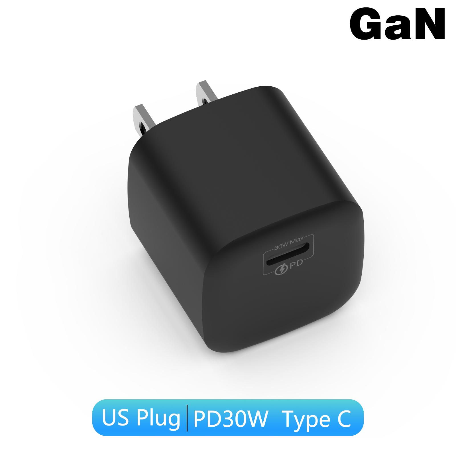 

PD 30W GaN сверхбыстрое зарядное устройство адаптер питания тип C UK US EU вилка для iPhone iPad MacBook Air Pro ноутбук Samsung US GaN 30W BK