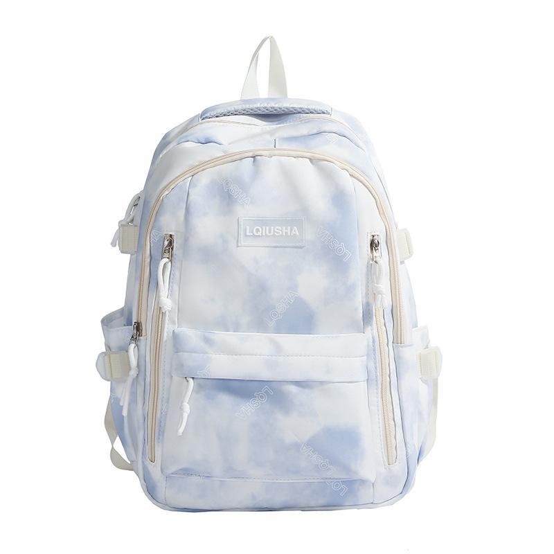School bag personality trend tie-dye backpack men and women college students school bag fashion junior high school students backpack large capacity