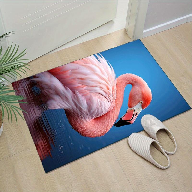 Flamingo Rug for Tropical Vibes - Pink Bird Design, Beach House Decor Inspiration Anti slip carpet can be machine washed