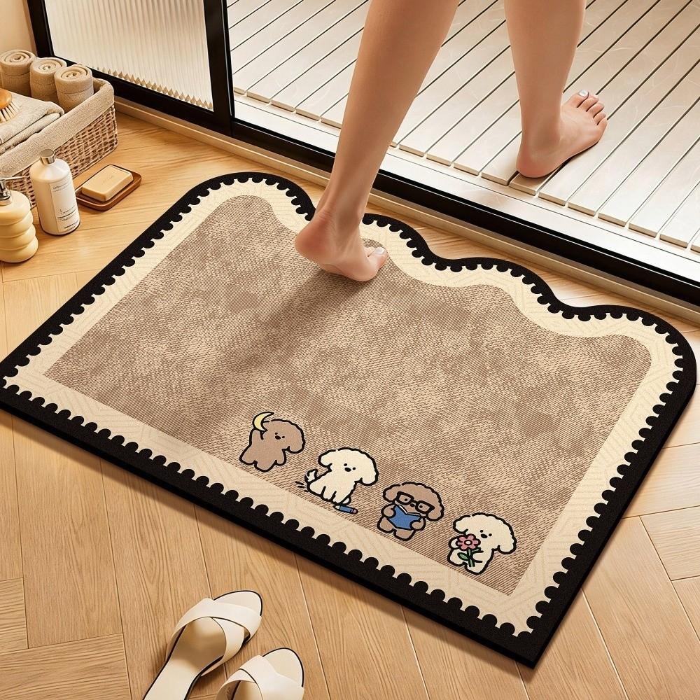 Anti Slip Puppy Absorbent Mat Cartoon Animal Door Mat Stain-resistant Bathroom Mat  Laundry Room