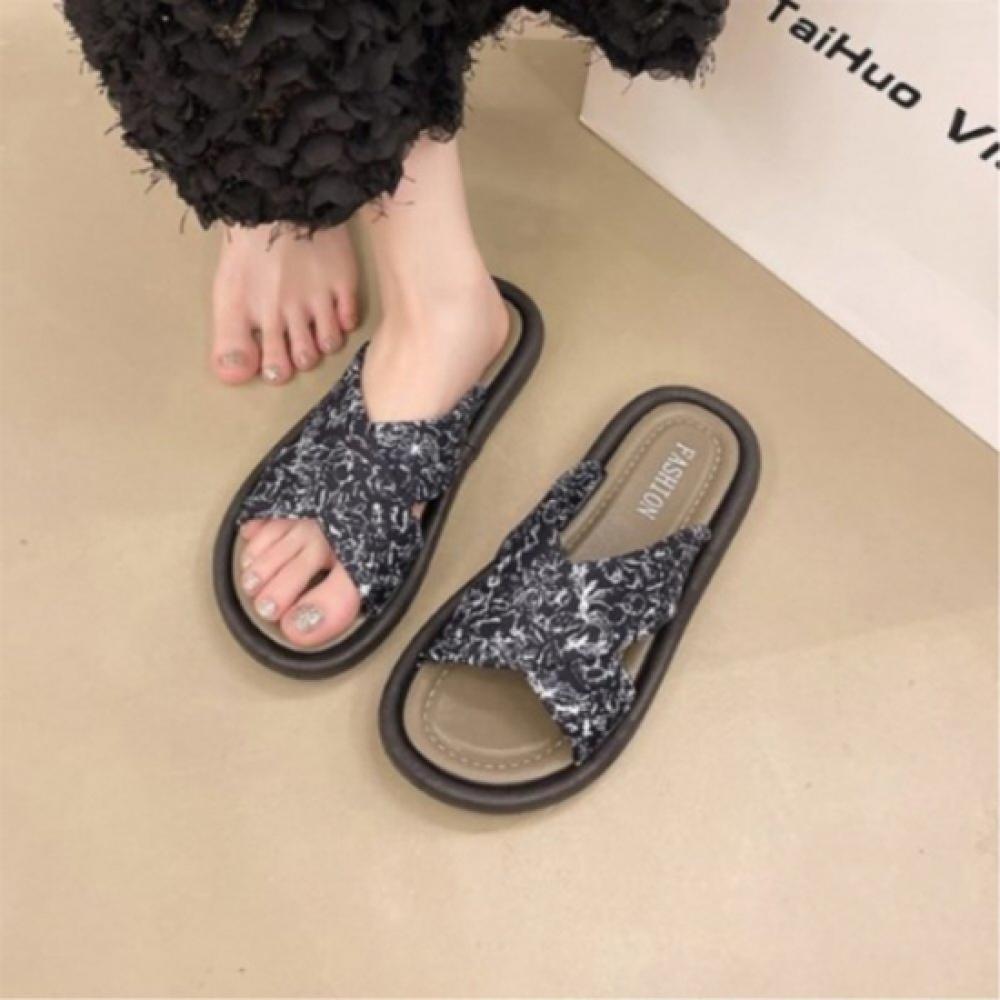 New Arrivals Open Run Women Ethnic Slippers Cross Strap Comfortable Indoor Shoes