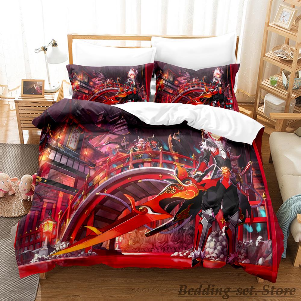 Coolt Spel Elsword Sängkläder Set Enkel Tvåbädds Full Queen King Size Sängset Vuxen Barn Sovrum Påslakan Set Anime Parure De Lit Säng