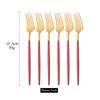 Green Gold 6Pcs Dinner Fork Tableware Dinnerware Stainless Steel Silverware Kitchen Party Flatware Matte Black Cutlery Set