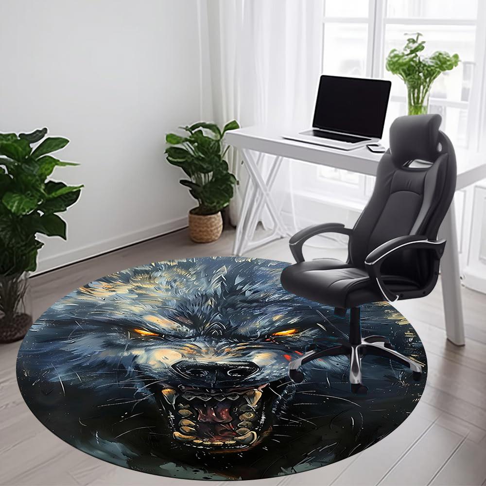 1PC Wolfpack Alpha Office Round Area Rug, Mat Suitable For Office, Under Office Chairs Bedroom Living Room Home Decor, Room Deco
