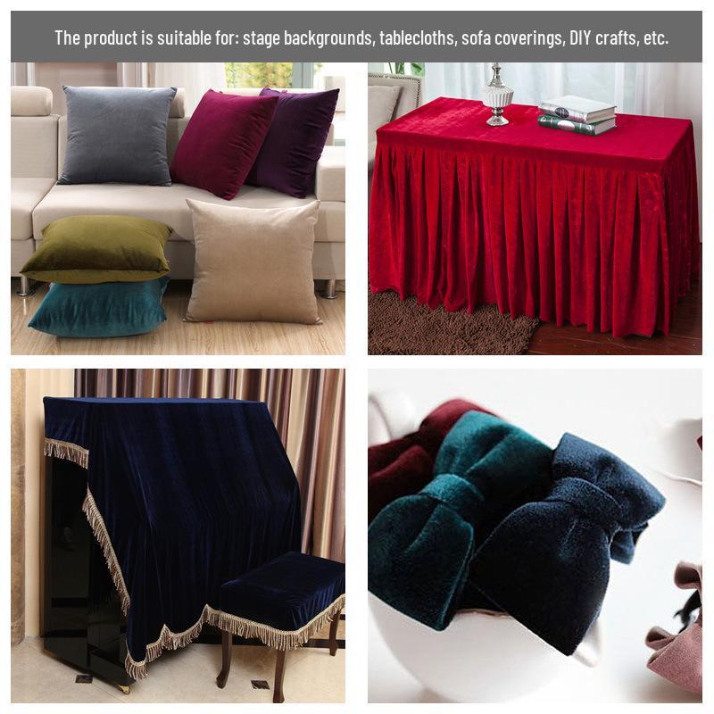 Jednobarwna tkanina aksamitna w kolorze złotym do zasłon scenicznych, obrusów, tkanin dekoracyjnych i projektów DIY