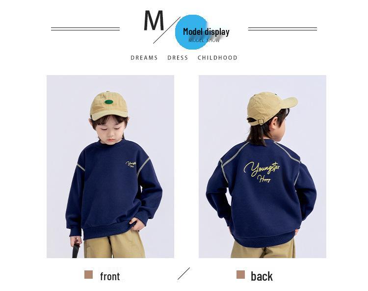 2025 Spring & Autumn Kids' Korean Fashion Sweatshirt: Boys' Long-Sleeve, Round Neck Pullover for Big Kids