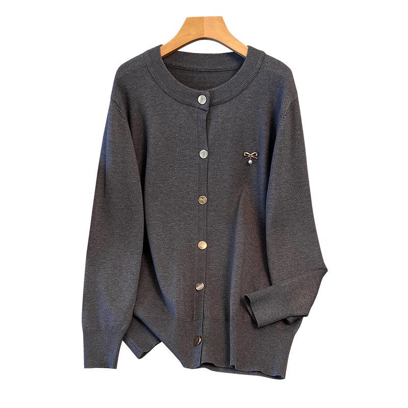 Plus Size Women's Loose Knit Cardigan Sweater (Bust 150/160) - 8305