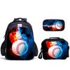 Creative Broken Wall Baseball Three-Piece Set 3D Visual Effect Design Printing School Bag Meal Bag Pencil Bag Combination Set