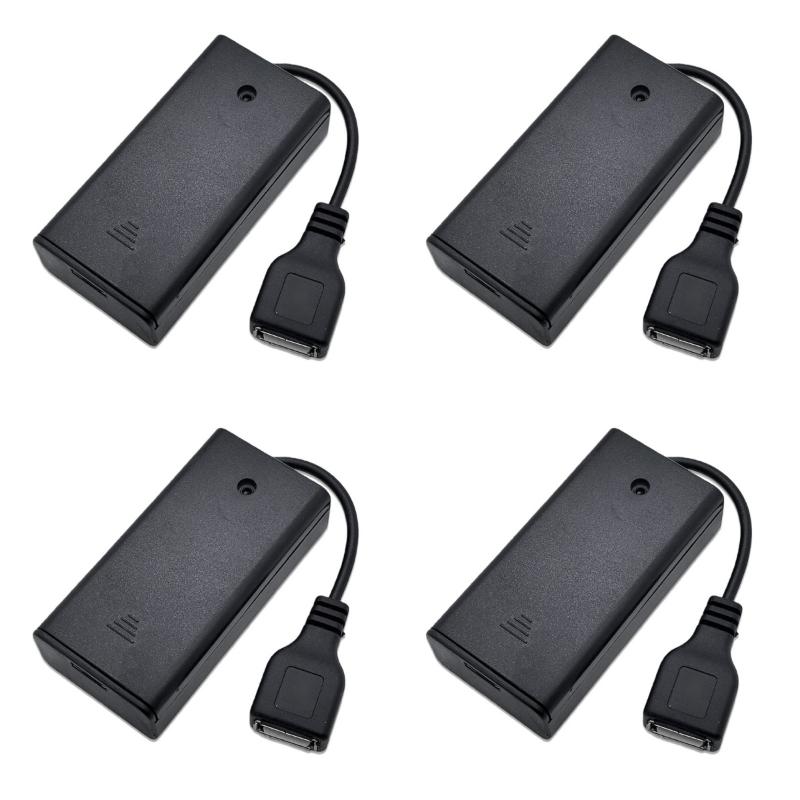 1/4Pcs Extend Cable Port Cover 2*Aa 3V Usb Female Battery Case Holder For Building Blocks Led Light Kit With Switch And Cover
