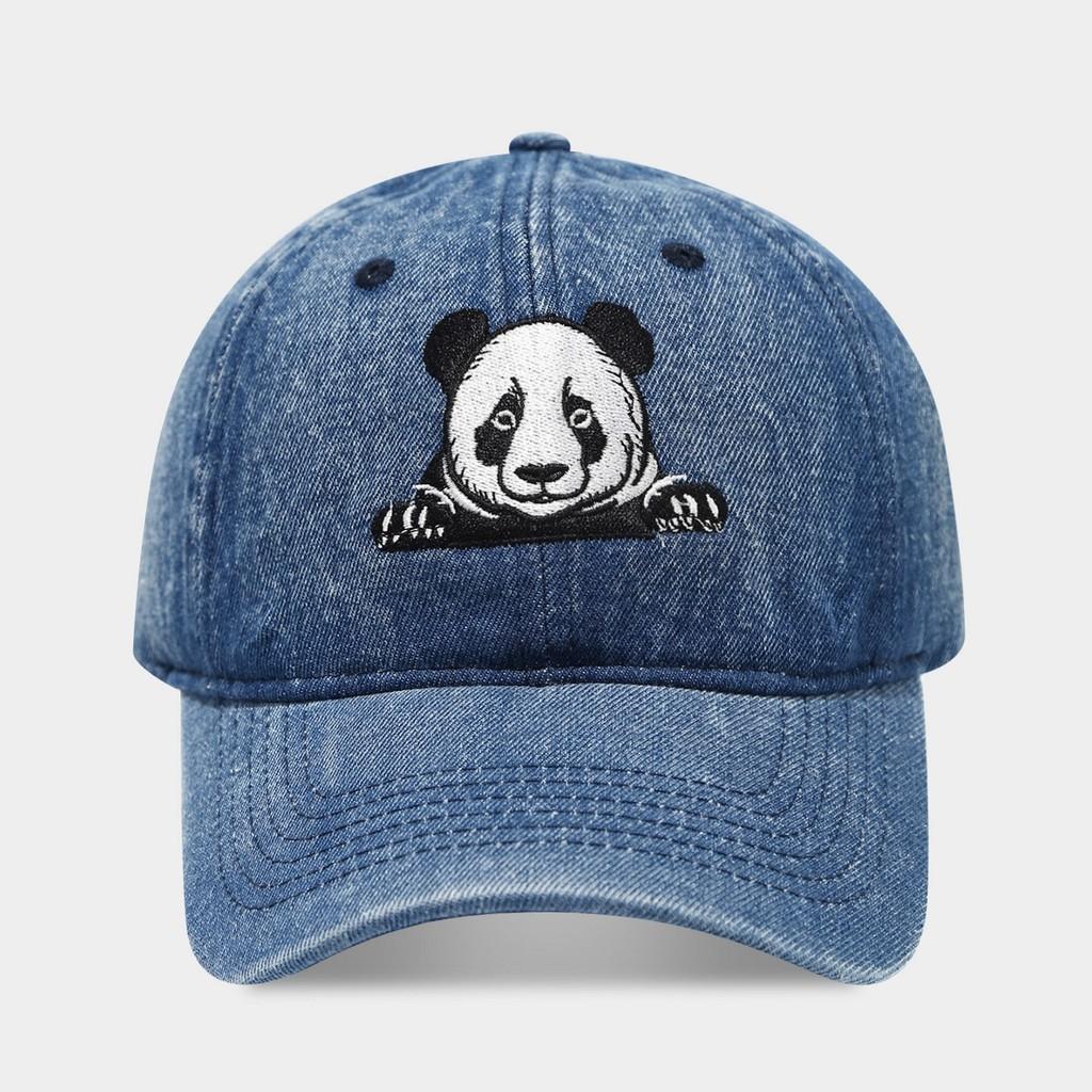 

Panda Theme Cotton Baseball Cap With Uv Protection And Curved Brim For Outdoor Fitness темно-синього кольору
