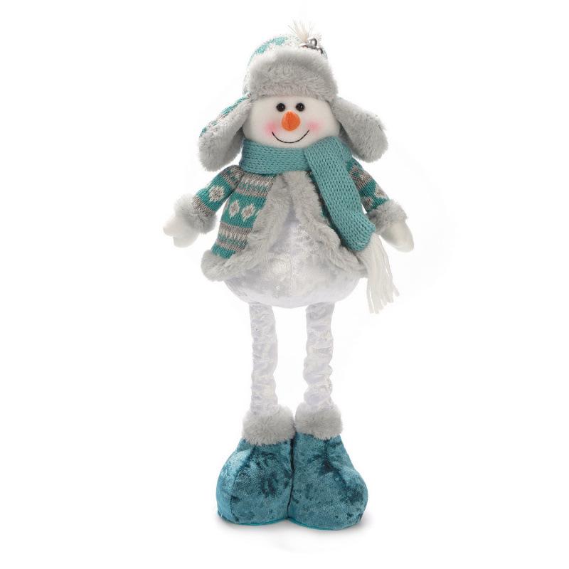 Telescopic Christmas Figurines: Santa, Snowman, Elk, and Blue Ornaments for Window Display