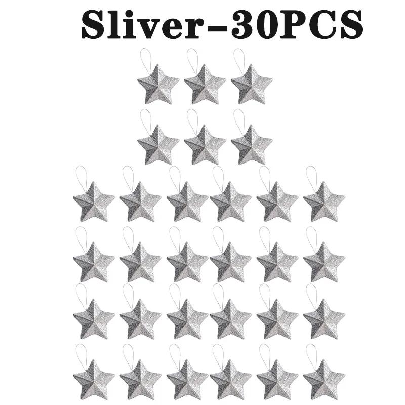 Guldglitter Stjärnprydnader Julgran Hängande Hänge 2025 Juldekorationer för Hemmet Navidad Nyårsfest DIY-gåva