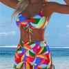 1011 Costume da Bagno Intero da Donna Stile Canotta Divisa Set Costume da Bagno Canotta a Spalline Stampata Bikini Diviso