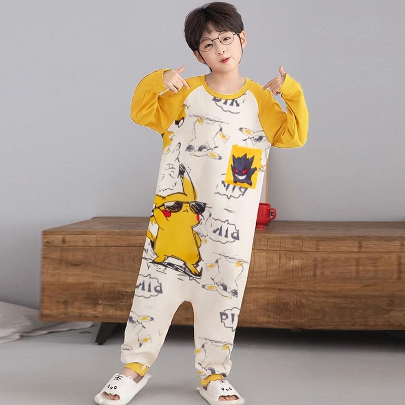 100% Cotton Kids Pajama Set One-Piece Sleepwear Boys Girls Toddler To Teen Warm Lightweight Nightwear