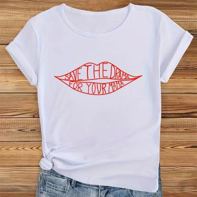 Mode Frauen Sexy Lippen Schädel Print T Shirt Lustige Casual Oansatz Kurzen Ärmeln T-shirt Sommer Weibliche T-shirt