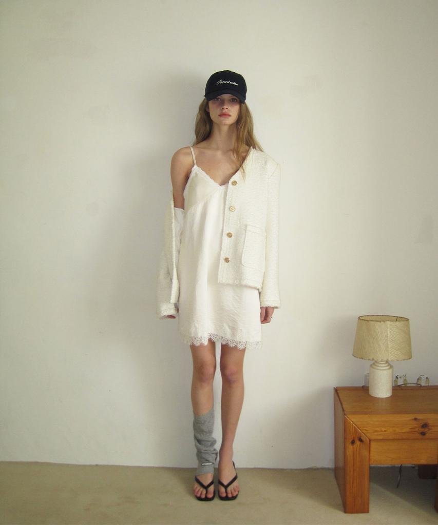 Eopaeleolakaibeu Aloha Lace Satin Mini Dress - Cream