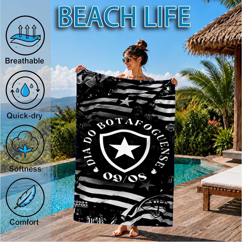 Botafogo Pride Emblem Printed Microfiber Beach Towel, Soft And Absorbent, Quick-Dry, Ideal for Summer Travel, Beach Essential, Swimming Pool