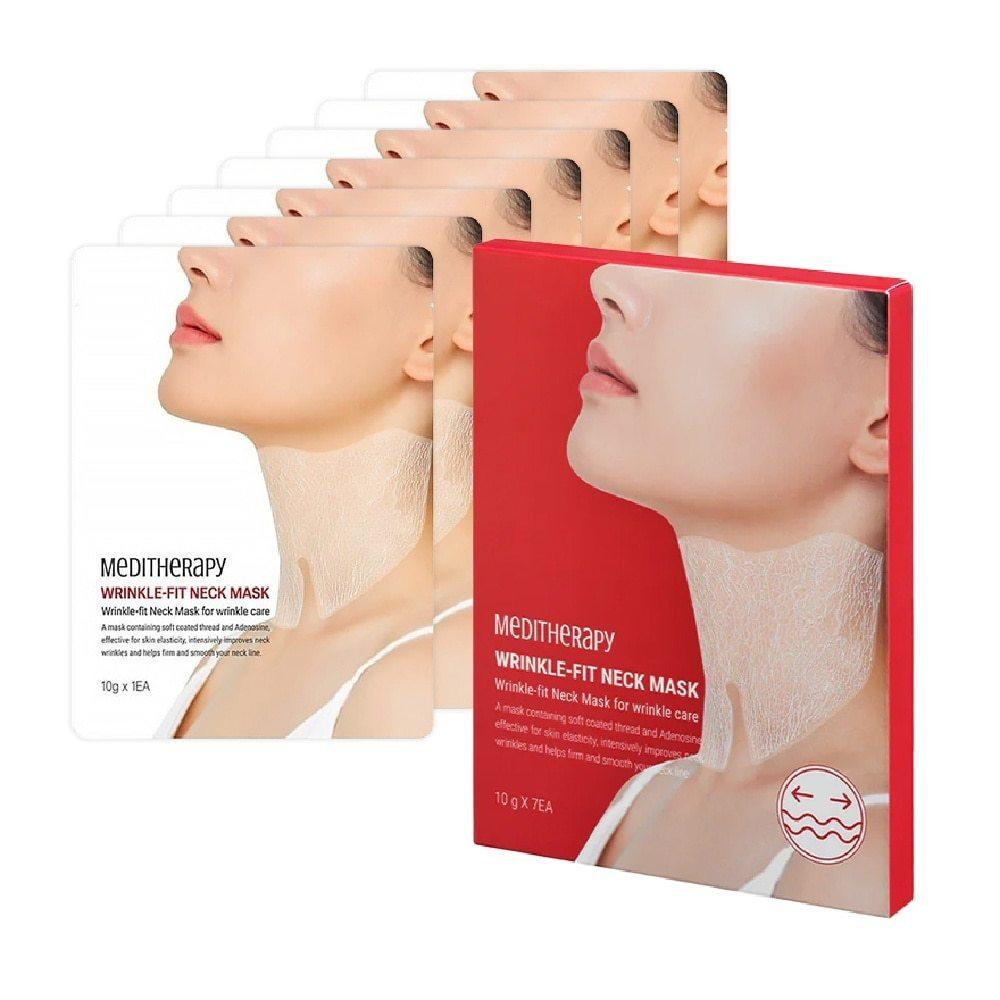 Meditherapy Wrinkle Fit Neck Mask 10g X 7 Sheets / Anti-Aging, Nourishing, Moisturizing, Korean Cosmetics, Kbeauty