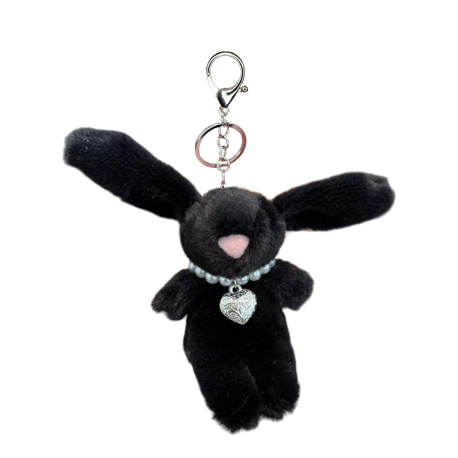 

Lovely Plush Rabbit Charm Keychains Sweet Pendant Car Keyring Backpack Decoration Fashion Jewelry for Women Girls чёрный