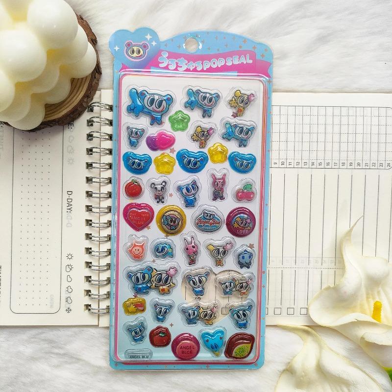2026 NEW HOT Angel blue jelly stickers Japanese blue phone case Boys and girls DIY decorative stickers toys 3D relief stickers
