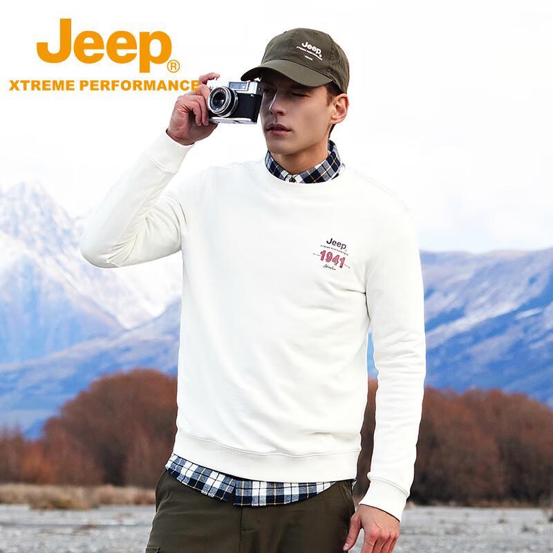 JEEP Unisex Pure Cotton Long-Sleeve Pullover Sweatshirt