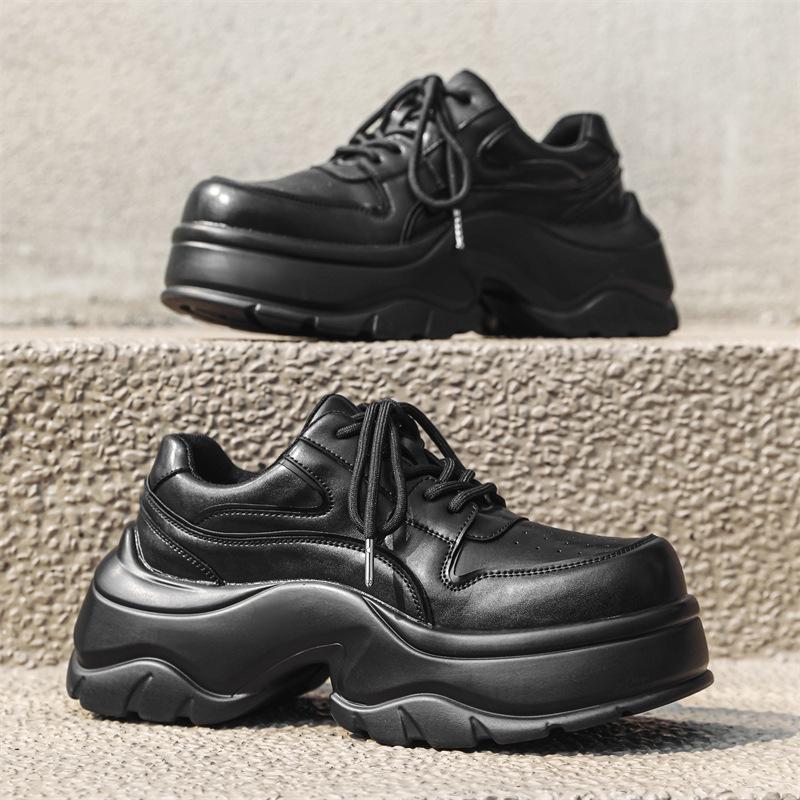 Platform Dad Shoes Ins Heightening Casual Versatile Big Head Derby Shoes Black Muffin Bread Shoes 54458-J