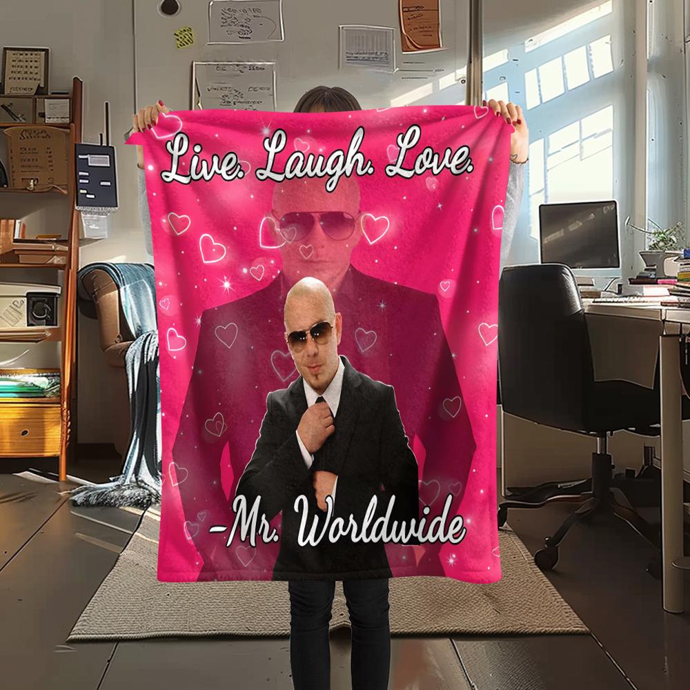 1Pc Mr. Worldwide Print Flannel Blanket, High Quality Comfortable for All Seasons, Home Decor, Warmth and Comfort, Perfect for Christmas Gifts