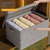 50×35×31cm Extra Large Cotton Linen Clothes Storage Box Foldable Organizer with Handles Dust-Proof Storage Bin for Home Wardrobe