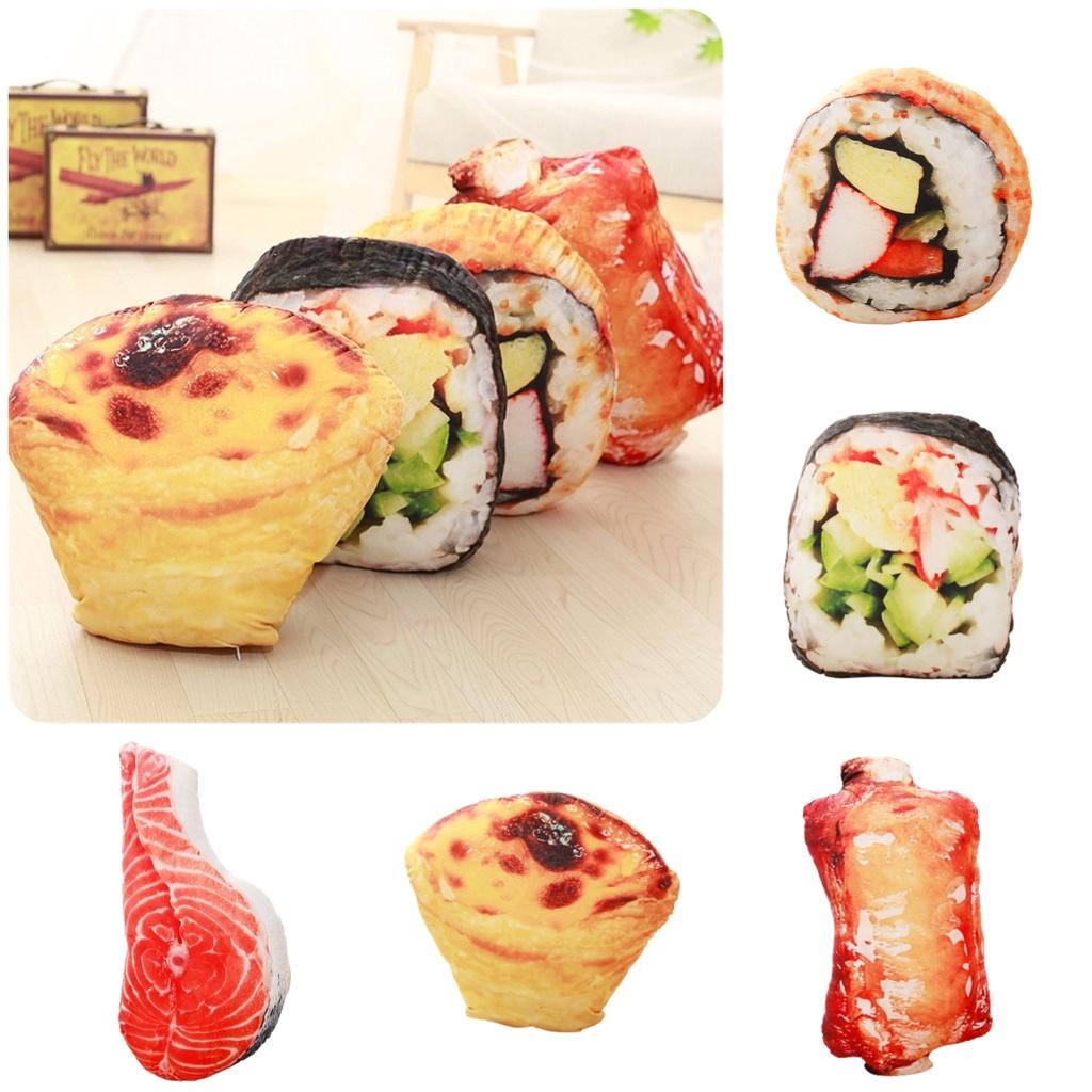 Cute Cartoon Style Sushi Egg Tart Plush Pillow Perfect Christmas Gift