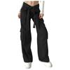 Fashion Women's Cuffed Multi-pocket Button Cargo Pants Low Waist Wide Leg Jeans