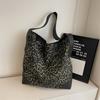 Leopard Print Large Capacity Tote Bag Women's Vintage Canvas Shoulder Crossbody Bag