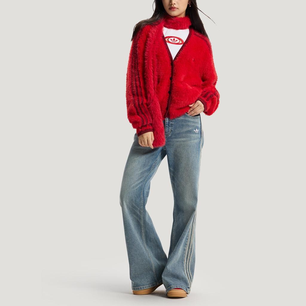 Adidas Originals CNY Knit Cardigan V-Neck Casual Outerwear Women Red KT3171