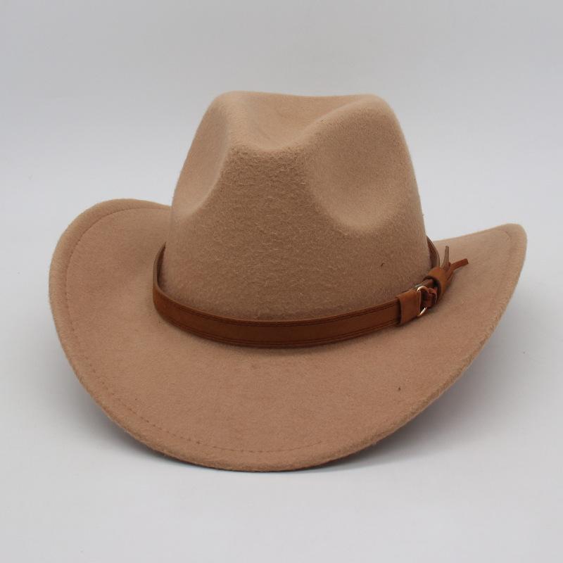 

Cross-Border Hot-Selling Western Cowboy Hat Woolen Jazz Top Hat Men And Women S Ethnic Style Autumn And Winter Felt Hat Big Eaves Hat Belt One size fits all [d denim]