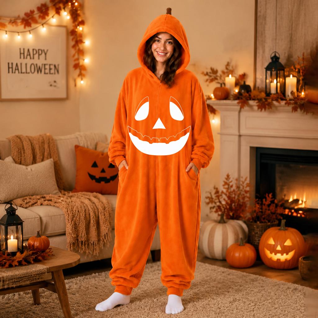 Women's Halloween Printed Flannel Loungewear Set