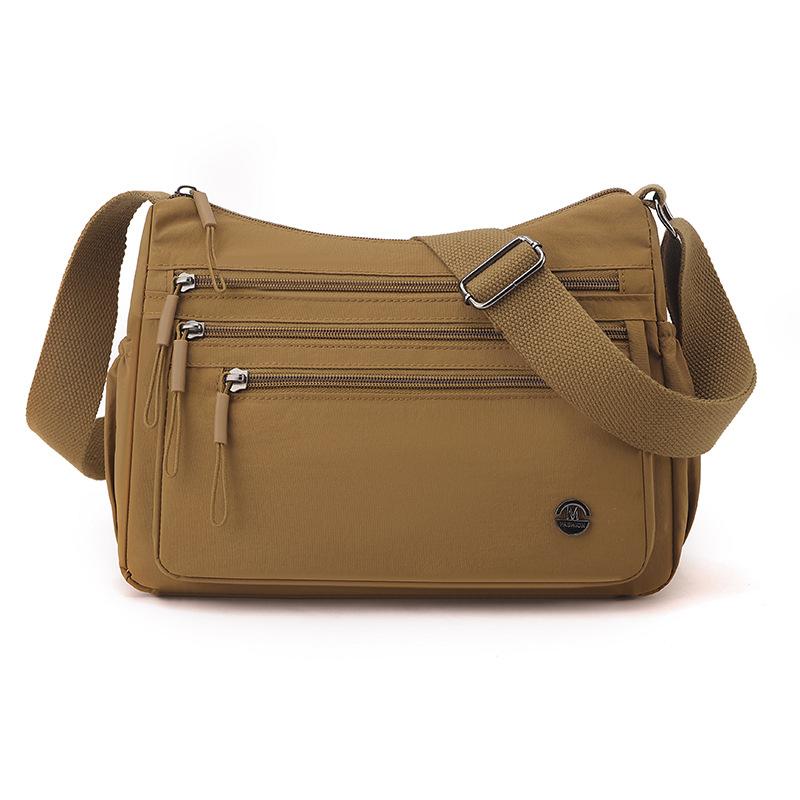 Texture Versatile Solid Color Multi-pocket Practical Nylon Cloth Bag New Solid Color Casual Oblique Span Shoulder Bag