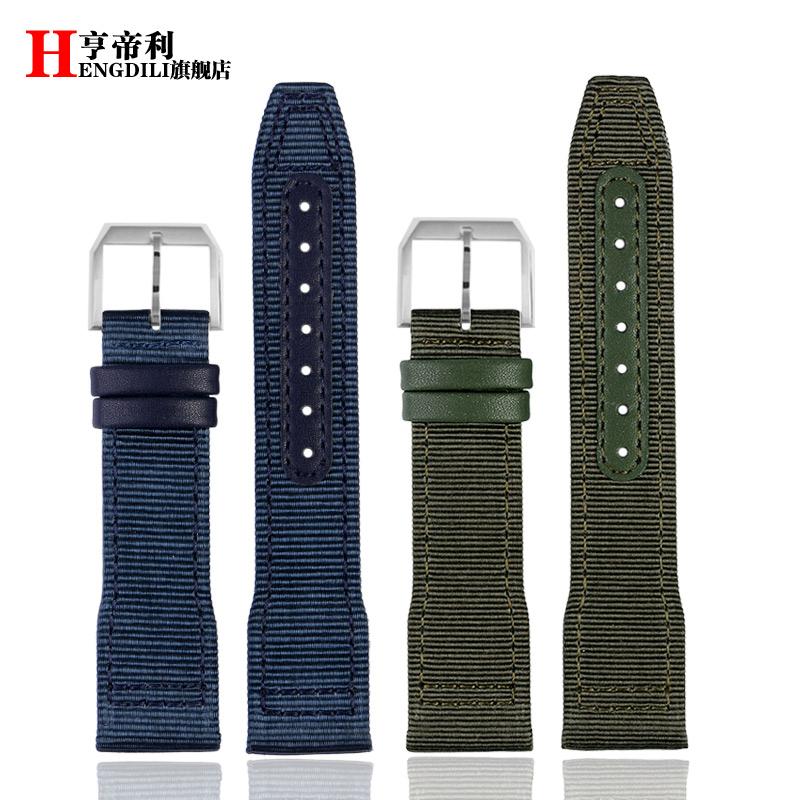20mm 21mm Men's Bracelet For IWC Mark Nylon +cowhide Leather Watch Strap Pilot Prince Bertolo Portugal Folding Buckle Watchband